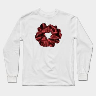 Red Satin Scrunchie Long Sleeve T-Shirt